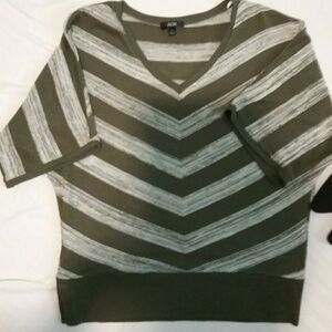 Women's  beautiful v neck green and white  shirt